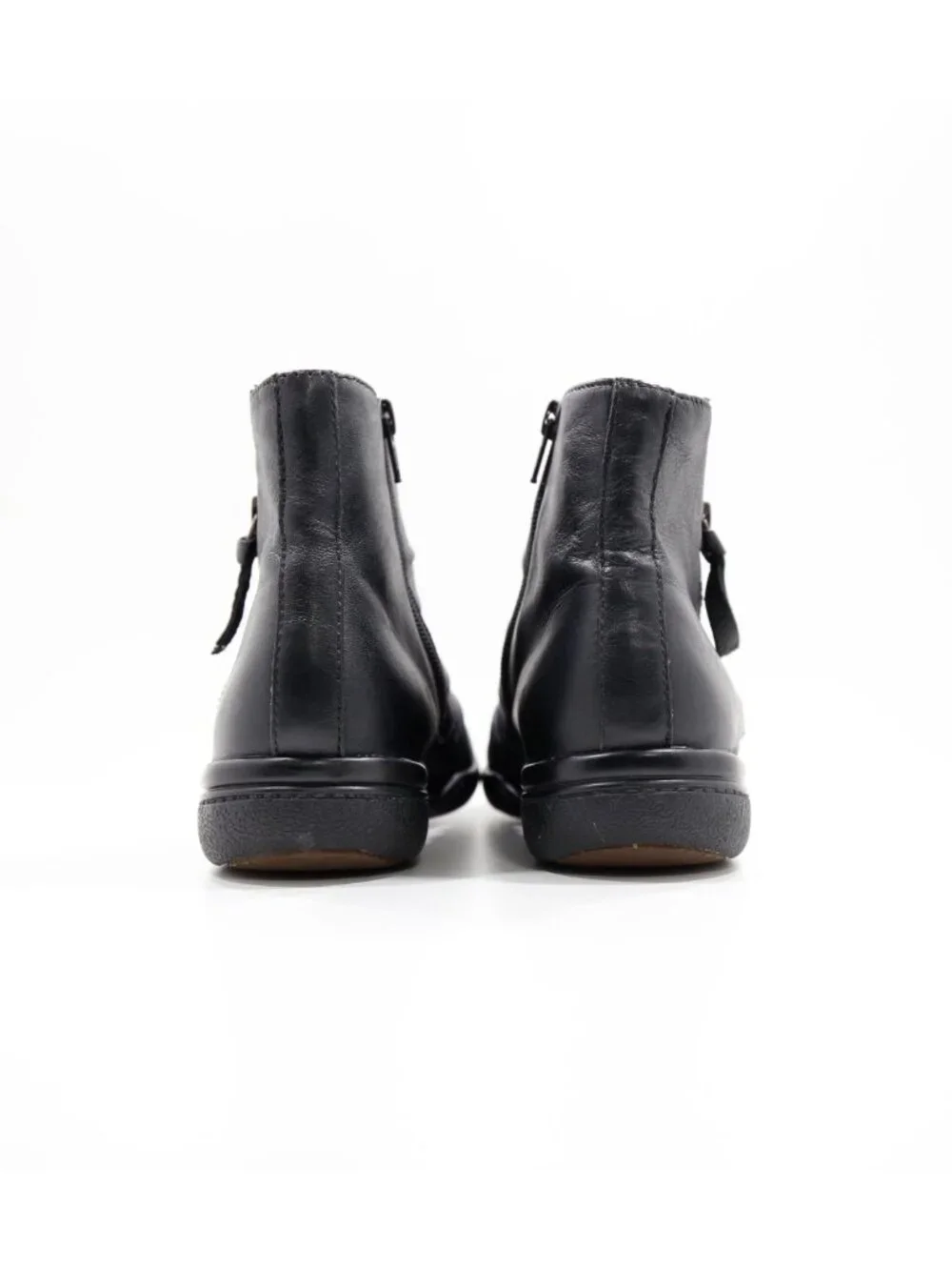 Clarks Kearns Blush Black Leather Flat Ankle Boots - Women's 7